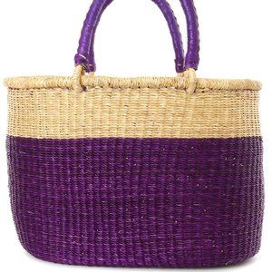 Color Block Bolga Shopper - Aubergine